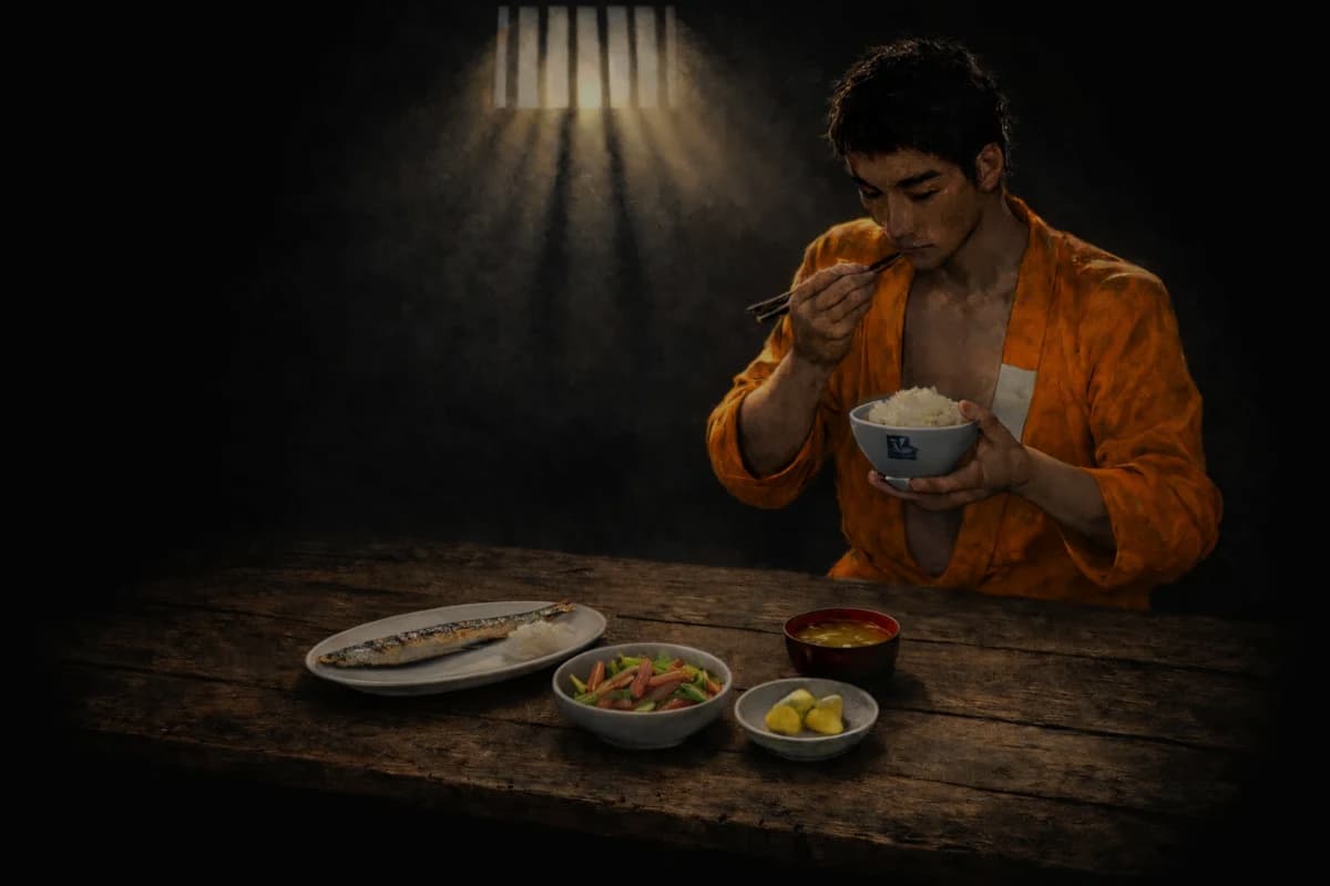 監獄食を食べる人形