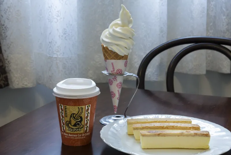 View of the café corner and library corner